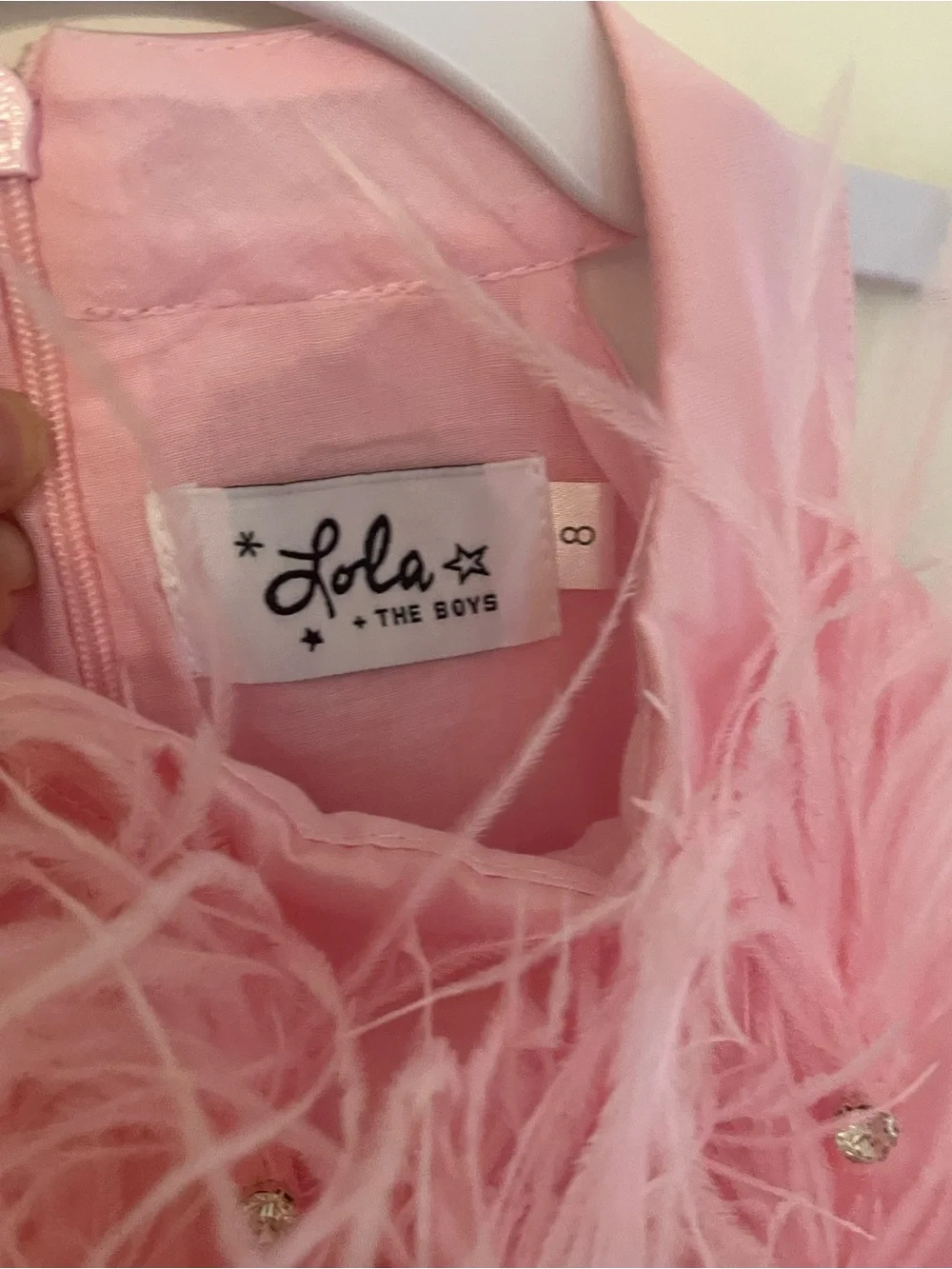 Lola + The Boys Pink Princess Feather Dress Size 8